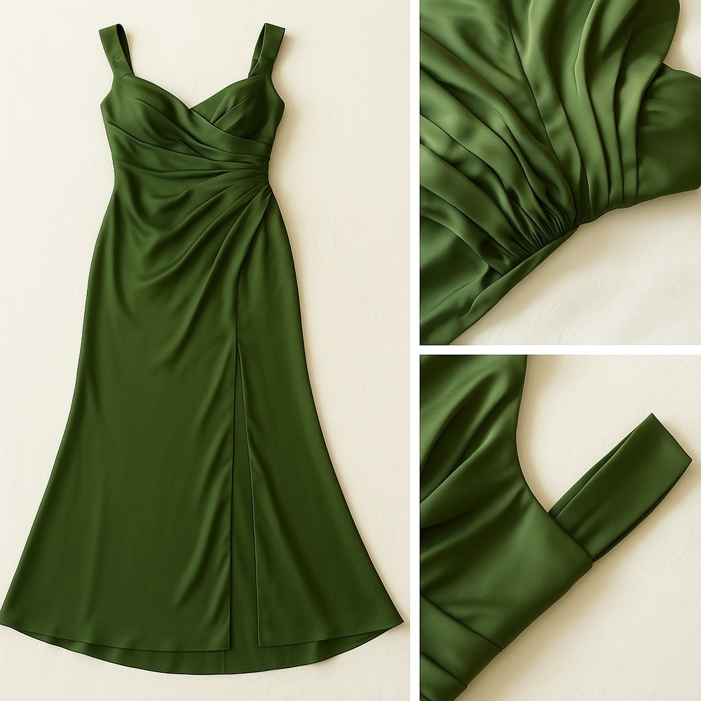 NWT Galina Signature Forest Green Satin Gown     Size 14